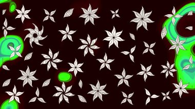 Suluboya çiçekli çiçek deseni. Siyah renkli Asya tekstili. Raster illüstrasyonu.