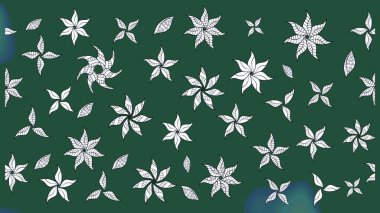 Çiçek desenli eskiz. Düz Çiçek Elementleri Tasarım Raster illüstrasyonu. Yeşil renkli çiçekler. Renkli Bahar Teması çizim şablonu.