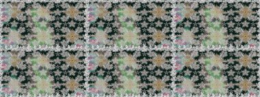 Soyut etnik raster kusursuz desen. Vadinin çiçekleri gri ve mavi renklerde. Çiçekler..