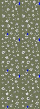 El çizimi. Çiçekli, yapraklı, çiçek desenli eskiz. Raster illüstrasyonu.