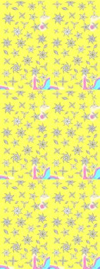 Sarı renkli vadi çiçekleri. Raster - stok. Eskiz arkaplan modeli. Suluboya, elle çizilmiş.