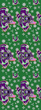 Çiçek deseni. Renkli Bahar Teması eskiz kalıbı. Düz Çiçek Elementleri Tasarımı. Raster çizimi. Güzel kumaş deseni..