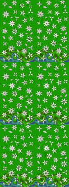 Yeşil renkli yeşil papatya deseni. Yeşil renklerde. Raster illüstrasyonu.