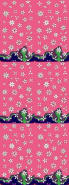 Pembe renkli etnik çiçeklerle süslenmiş zarif bir eskiz. Raster Çiçek İllüstrasyonu güzel tekstil..