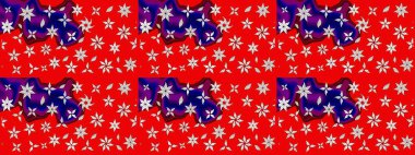 Suluboya çiçekli çiçek deseni. Raster illüstrasyonu. Kırmızı renkte güzel tekstil.