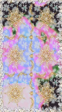 Geleneksel raster ve altın desen. Damask pürüzsüz süsü. Nötr renkler üzerinde klasik oryantal desen.