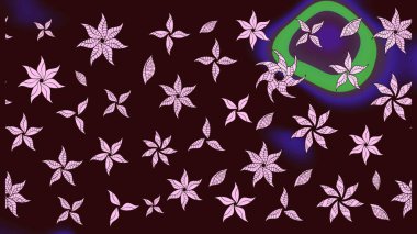 Çiçek ve yapraklı karalama şeklinde Raster çiçek deseni. Raster illüstrasyonu. Yumuşak, bahar çiçekleri kahverengi renklerde.