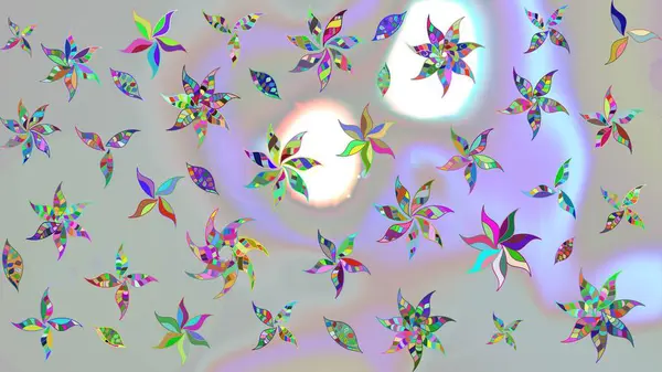 Raster illüstrasyonu. Gri renkli çiçekler. Çiçek desenli eskiz, vuruşlar, sıçramalar, yaz çiçekleri..