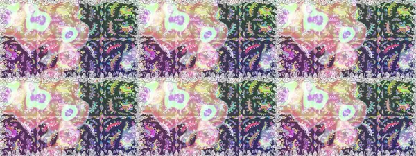 Ağaç dallı bahar çiçekleriyle desen, nötr ve mor renkte çiçek silueti. Raster deseni.