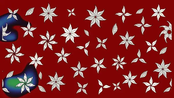 Raster çiçek desenleri çiziyor. Vadinin çiçekleri kırmızı renklerde.