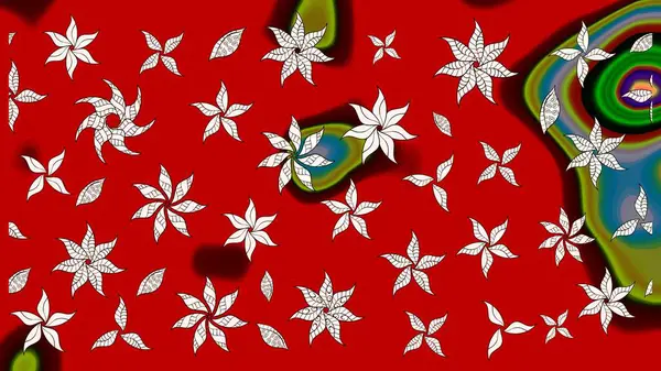 Kırmızı renklerde. Raster illüstrasyonu. Çiçek duvar kağıdı. Hint süsü. Renkli süs kenarı. Çizim deseni.