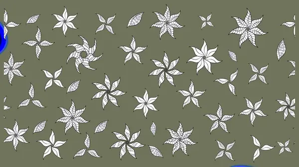Çiçek yeşili eskiz deseni. Raster çiçek izi. Klasik taslak çizimi.