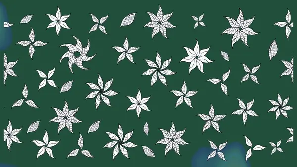 Çiçek desenli eskiz. Düz Çiçek Elementleri Tasarım Raster illüstrasyonu. Yeşil renkli çiçekler. Renkli Bahar Teması çizim şablonu.