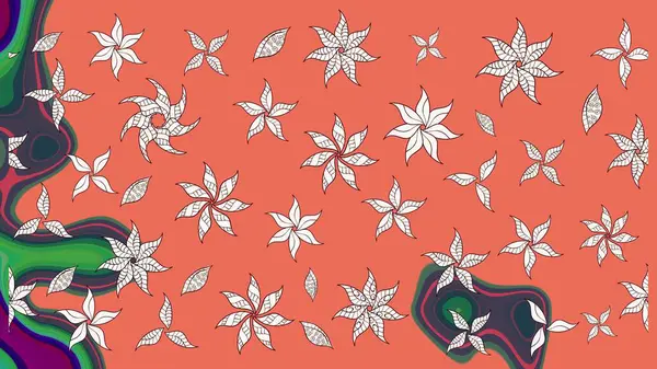 Turuncu renkli çiçekler. Renkli turuncu çizim kalıbı. Doodle tarzı. Tekstil ve kapak tasarımı için mükemmel. Elle çizilmiş sonbahar çiçeği deseni..