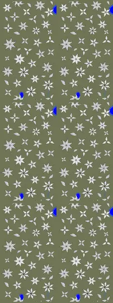 El çizimi. Çiçekli, yapraklı, çiçek desenli eskiz. Raster illüstrasyonu.