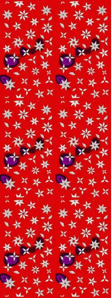 Şatafatlı bahar bahçesi dokusu. Kırmızı renkte çiçek çizimi. Çiçek deseni. Raster illüstrasyonu. Kırmızı renkte çiçekler.