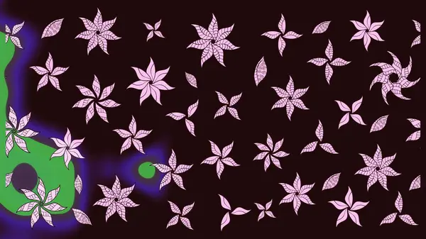 Raster illüstrasyonu. Çiçek desenli eskiz, darbeler, sıçramalar, yaz çiçekleri. Kahverengi renkte çiçekler.