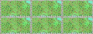 Egzotik Kelebeklerle tropik ve pürüzsüz bir düzen. Moda Kumaşı Tasarımı. Yeşil renkli illüstrasyon. Raster..