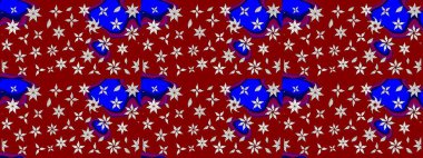 Kırmızı renklerde. Raster illüstrasyonu. Kırmızı renkte kırmızı papatya deseni.