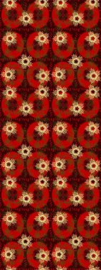 Kışın sembolü, mutlu noeller, mutlu yeni yıl kutlaması Raster illüstrasyonu. Kırmızı, kahverengi ve sarı renkler üzerine illüstrasyon. Basit bir kar tanesi. Soyut duvar kağıdı, ambalaj dekorasyonu.