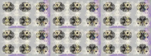 Tarafsız, gri ve bej renklerde bahar çiçekleri. Raster illüstrasyonu. Çiçek ve yapraklı karalama şeklinde Raster çiçek deseni.