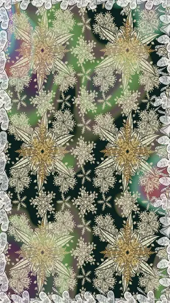 Düz Çiçek Elementleri Tasarımı. Renkli Bahar Temalı Kusursuz Arkaplan. Raster illüstrasyonu. Çiçek deseni. Kusursuz Chichi kumaş deseni..