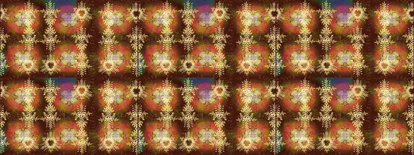 Renkler. Kahverengi, turuncu ve sarı kar taneleri. Kar tanelerinin soyut arkaplanlı Noel şablonu. Raster illüstrasyonu. Noel ve Yeni Yıl moda baskıları için tatil tasarımı.