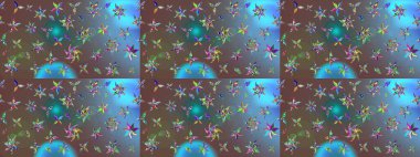 Kahverengi renklerde bahar çiçekleri. Çiçekli karalama şeklinde Raster çiçek deseni. Raster illüstrasyonu.