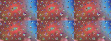 Şirin çiçekli eskiz deseni ve kahverengi renkli yapraklar, suluboya çiçek deseni, duvar kağıdı, kart veya kumaş için fayanslı. Raster illüstrasyonu.