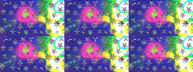 Mavi renkte etnik çiçeklerle süslenmiş zarif bir eskiz. Raster Çiçek İllüstrasyonu güzel tekstil..