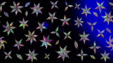 Çiçekli güzel suluboya desen. Siyah renklerde. Raster illüstrasyonu.