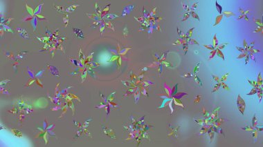 Şirin çiçek elementleri. Robot resim. Raster illüstrasyonu. Gri renkli çiçekler.