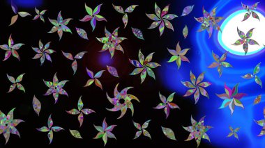 Modern gelişim, siyah raster arka plan duvar kâğıdı illüstrasyonu, klasik çizgi çizgisi, desenli desenli çiçekler, çiçekli süsler. Çiçekli el çizimi çizimi deseni.