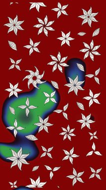 Vadinin çiçekleri kırmızı renklerde. Çiçekler. Soyut etnik raster çizim kalıbı.