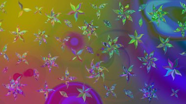 Çiçek desenli raster, yeşil çizgi grafik desenli soyut raster arkaplan. Modern stil dokusu.