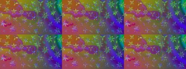 Raster illüstrasyonundaki çiçek desenli çizim. Suluboya tarzında kahverengi renkte çiçekler.