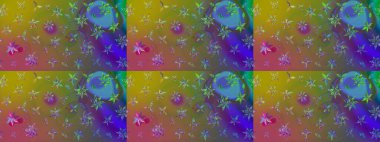 Hediye ambalaj kağıdı, tebrik kartları, posterler ve pankart tasarımı. Yeşil renkli çiçekler. Raster düz çiçek çizim deseni.