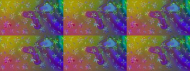 Çiçeksel çizim kalıbının yansıması. Vadinin yeşil renkli çiçekleri.