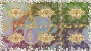 Raster oryantal süs. Gri renkli ve altın elementli altın desenli. Kusursuz altın desen.