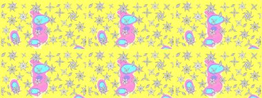 Çiçekli karalama şeklinde Raster çiçek deseni. Nazikçe, sarı renkte yaz çiçekleri. Raster illüstrasyonu.