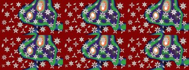 Sevimli çiçek raster deseni. Kırmızı renkte çiçekler. Renkli Yaz Temalı eskiz kalıbı. Düz Çiçek Elementleri Tasarımı.