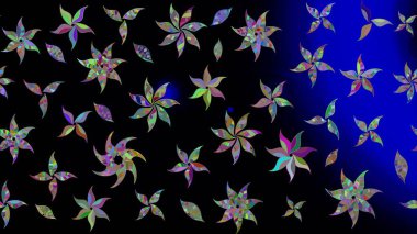 Düz Çiçek Elementleri Tasarımı. Renkli Bahar Teması eskiz kalıbı. Parlak arkaplan eskiz desenli çiçekli fantezi tasarımı.