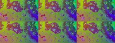 Düz Çiçek Elementleri Tasarımı. Yeşil renkli çiçekler. Renkli Yaz Temalı eskiz kalıbı. Çiçekli retro deseni çiz.