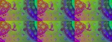 Raster illüstrasyonu. Yeşil renkte karalamalı çiçek deseni çiz.