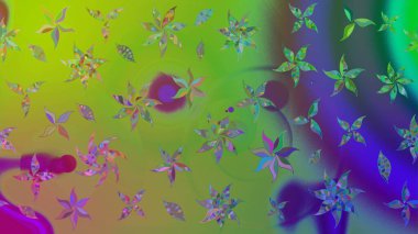 Yeşil renkli çiçekler. Tropik çiçekler. Gömlek çizimi Arkaplan Deseni.