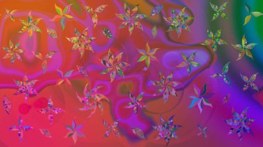 Raster illüstrasyonundaki çiçek desenli çizim. Güzel kumaş deseni. Renkli Bahar Teması eskiz kalıbı. Düz Çiçek Elementleri Tasarımı.