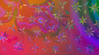 Renkli Yaz Temalı eskiz kalıbı. Pembe renkli çiçekler. Raster Illustrasyon 'daki Çiçek Deseni' nin son moda çizimi. Düz Çiçek Elementleri Tasarımı.