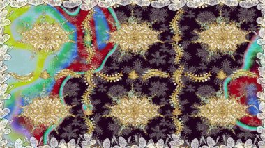 Barok tarzında kusursuz bir doğulu süsü. Kahverengi renkli ve altın elementli geleneksel klasik altın sarısı desen.