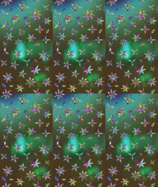 Küçük çiçekli yay deseni çiz. Suluboya tarzında yeşil renkte. Raster illüstrasyonu.