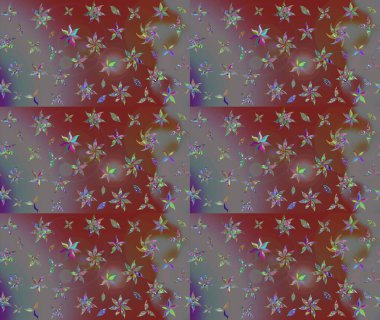 Suluboya çizimi. Çiçekli eskiz deseni. Kahverengi renkli çiçekler. El çizimi.